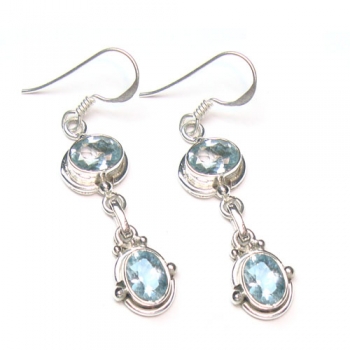 Pure silver blue topaz dangle earrings